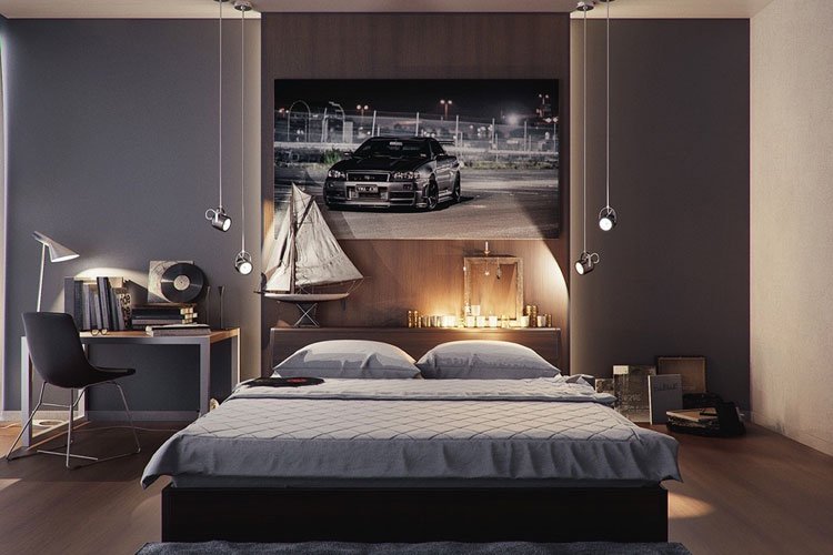 Bedroom Design Ideas for Men - muted tones 