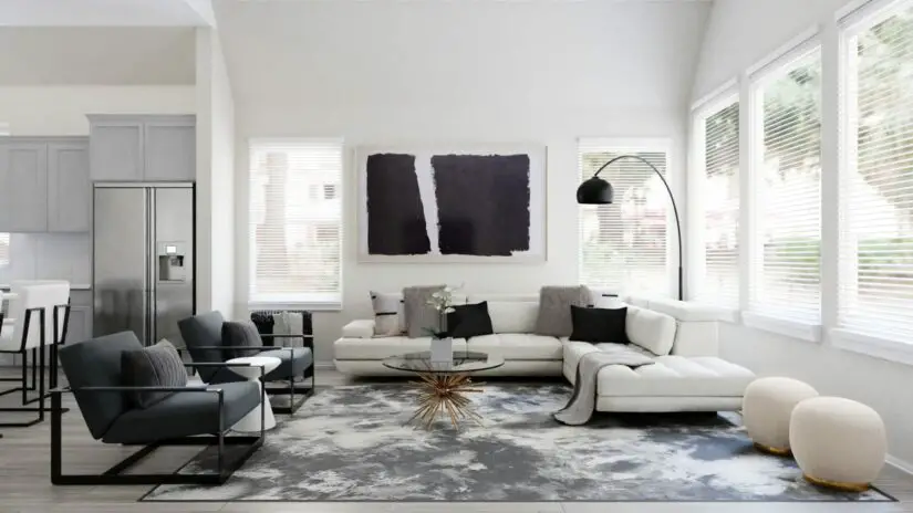 Comfy lounge in a monochromatic modern living room